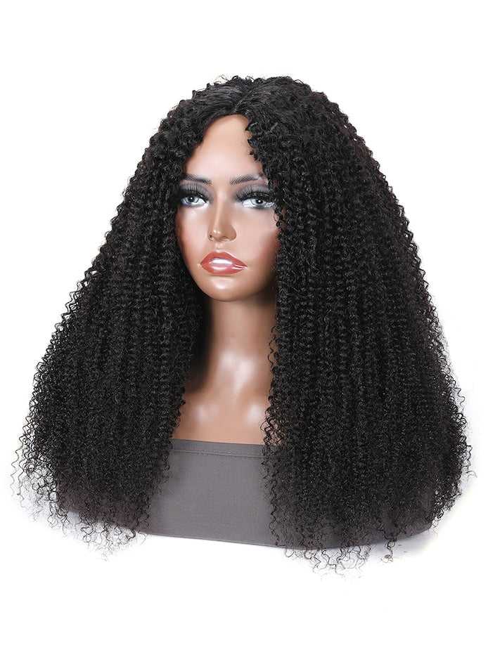 6×4 Beginner Friendly V Part Kinky Curly Wig Glueless Human Hair Wig 150% Density
