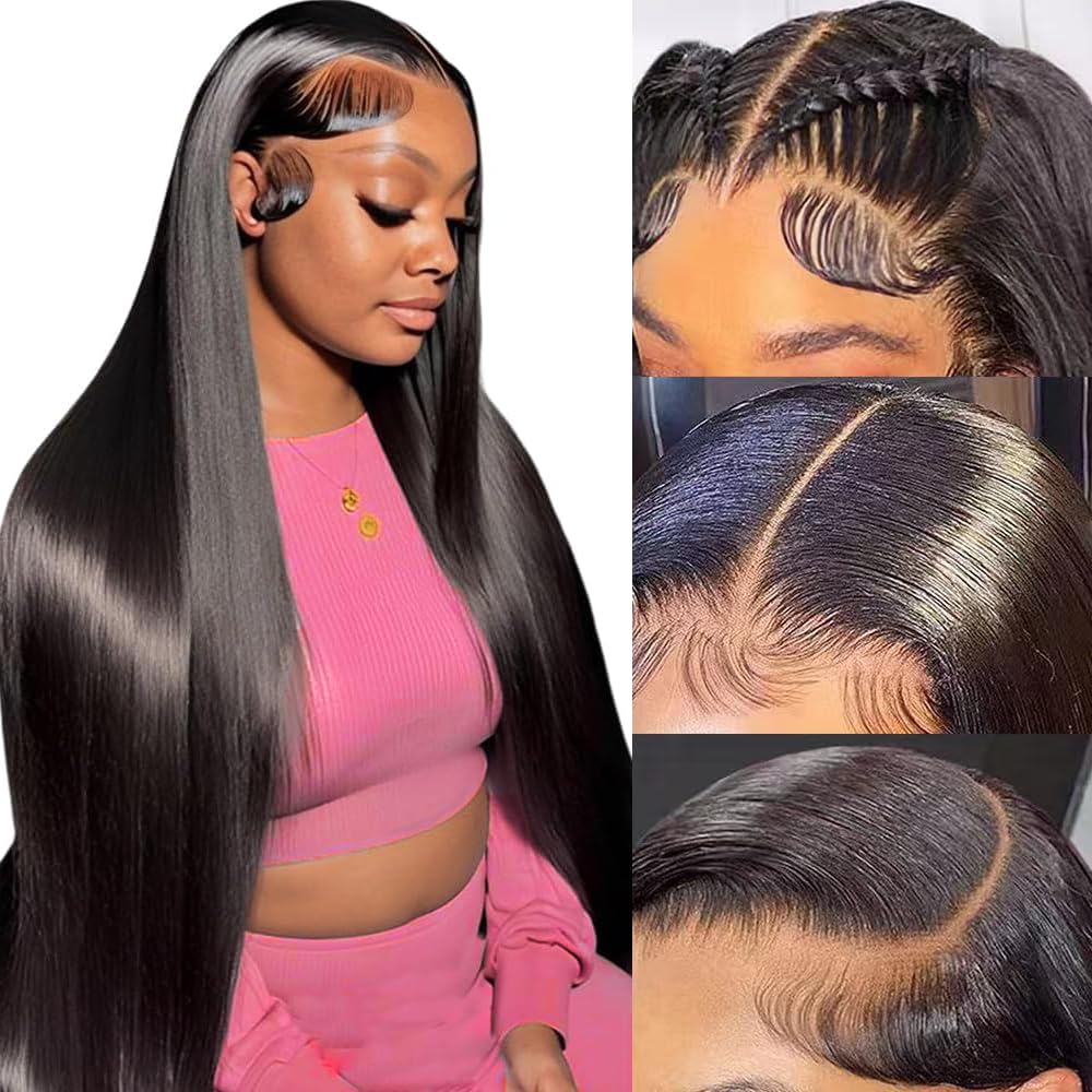 【Exclusive customization 】Glueless Straight Wigs Human Hair Natural Color 180 Density HD Lace Front Wigs Pre Plucked 6x5 Lace Frontal for Women