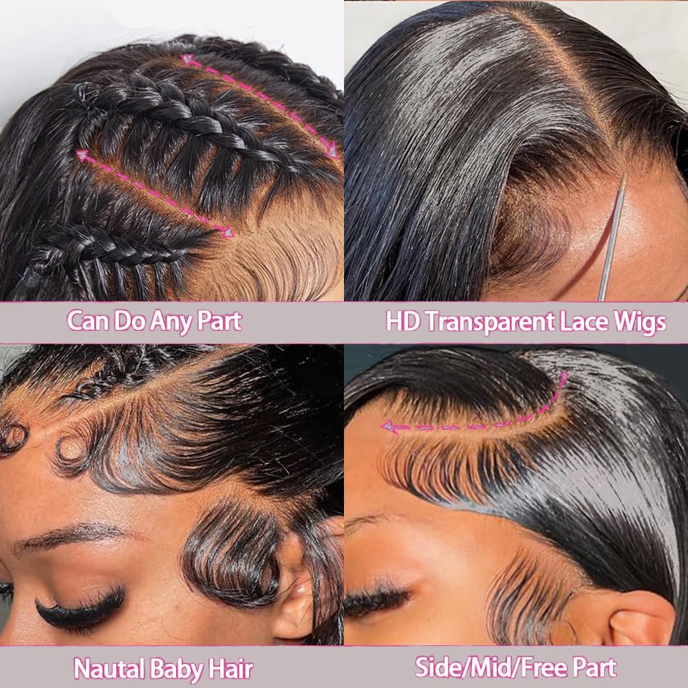 【Exclusive customization 】Glueless Straight Wigs Human Hair Natural Color 180 Density HD Lace Front Wigs Pre Plucked 6x5 Lace Frontal for Women