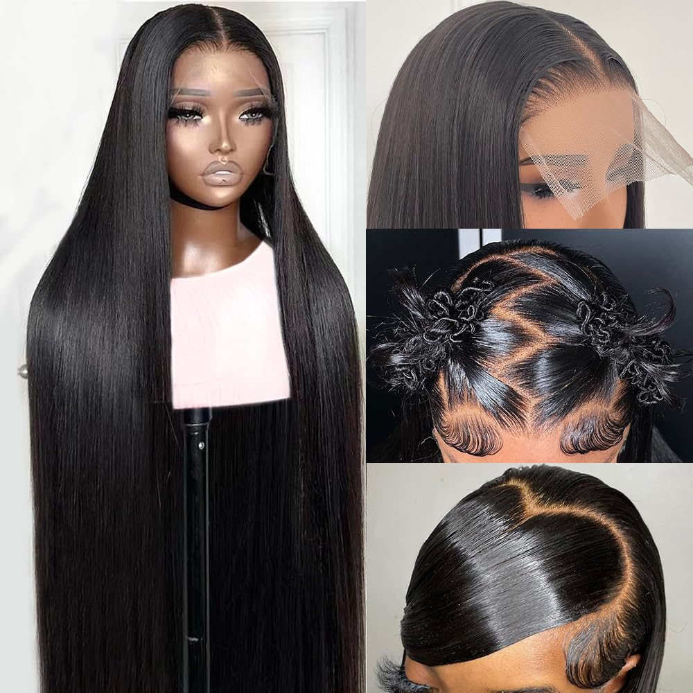 【Exclusive customization 】Glueless Straight Wigs Human Hair Natural Color 180 Density HD Lace Front Wigs Pre Plucked 6x5 Lace Frontal for Women