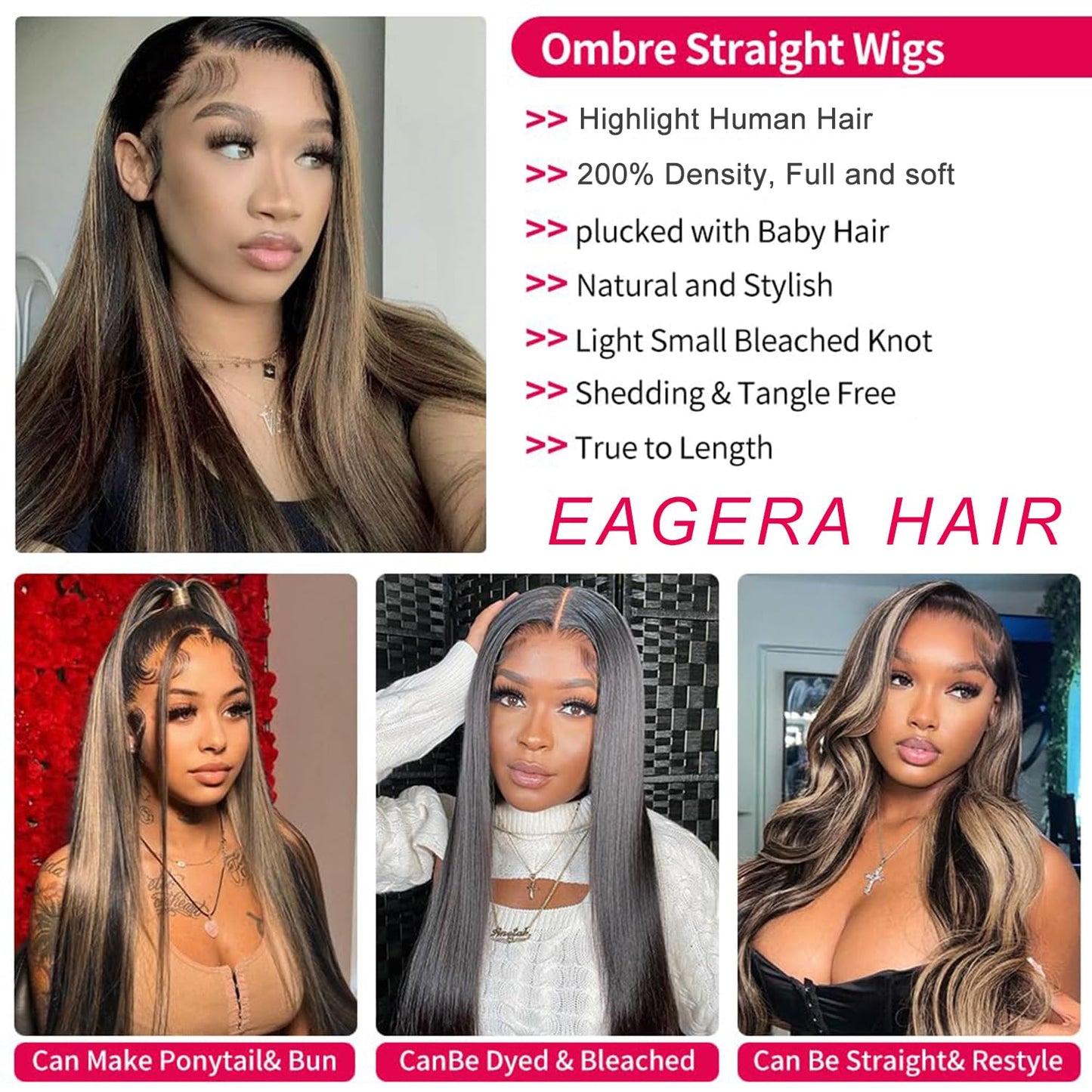 Highlight Blonde Lace Front Wig Human Hair 13x6 Black and Blonde Lace Front Wigs