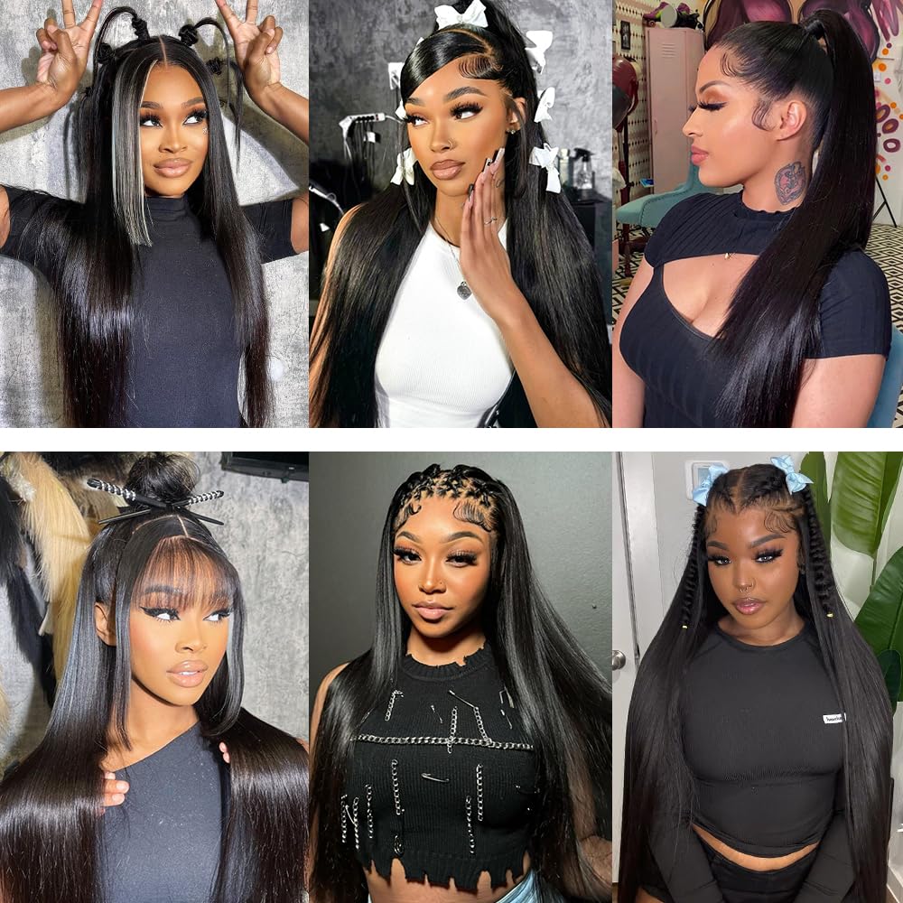 【Exclusive customization 】Glueless Straight Wigs Human Hair Natural Color 180 Density HD Lace Front Wigs Pre Plucked 6x5 Lace Frontal for Women