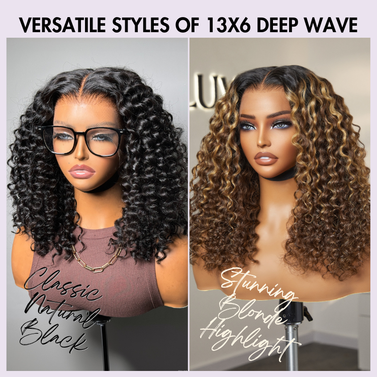 Deep Wave Ear-to-ear Glueless 6x4 Frontal HD Lace Long Curly Wig