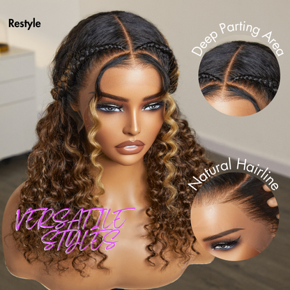 Deep Wave Ear-to-ear Glueless 6x4 Frontal HD Lace Long Curly Wig