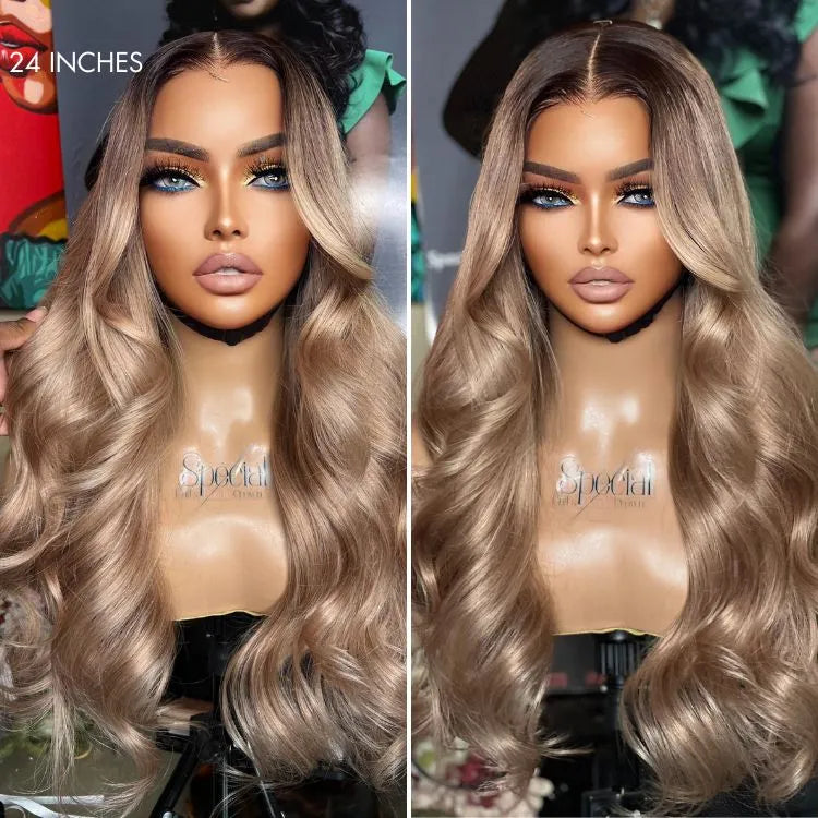 Ash Blonde Loose Body Wave 6x4 Closure Lace Glueless Wig Breathable Cap