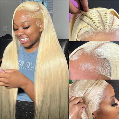 250% high Density HD Transparent 613 Blonde Straight-13x4 13x6-Human Hair Wigs-Lace Front-For Women-PrePlucked- Brazilian Lace Frontal Wig-Can Be Dyed