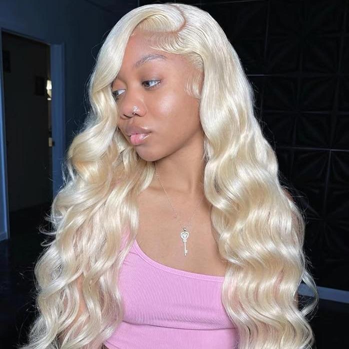 613 Blonde Body Wave Lace Front Wig - 180% Density - Human Hair - Pre Plucked - Glueless Wigs - HD Transparent Lace Frontal Wig for Women