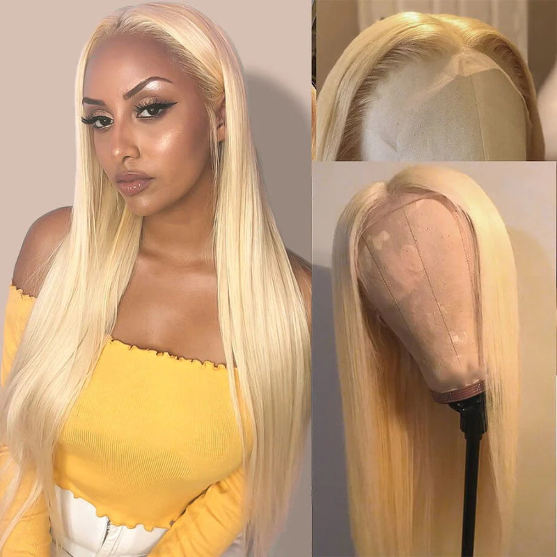 250% high Density HD Transparent 613 Blonde Straight-13x4 13x6-Human Hair Wigs-Lace Front-For Women-PrePlucked- Brazilian Lace Frontal Wig-Can Be Dyed