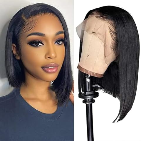 13×6 Wear and Go Glueless Bob Wig Human Hair Pre Plucked Pre Cut  HD Transparent Lace Front Wigs Human Hair