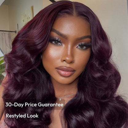 13x6 Lace Frontal Black Cherry Layered Straight Wig