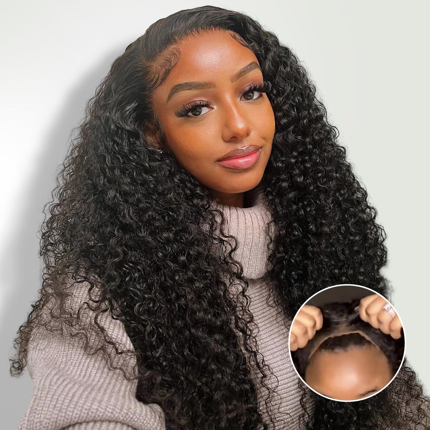 6x4 HD Lace Ready To Go- Glueless Wig- Kinky Curly - Human Hair- Pre-Plucked -Pre-Cut Ready To Wear- No Glue Lace- Front Closure Wig-180% Density