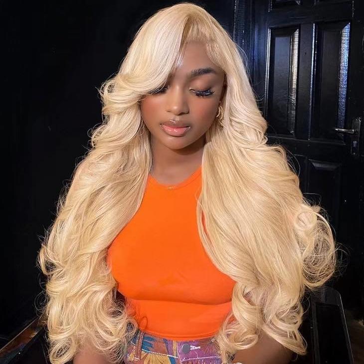 613 Blonde Body Wave Lace Front Wig - 180% Density - Human Hair - Pre Plucked - Glueless Wigs - HD Transparent Lace Frontal Wig for Women