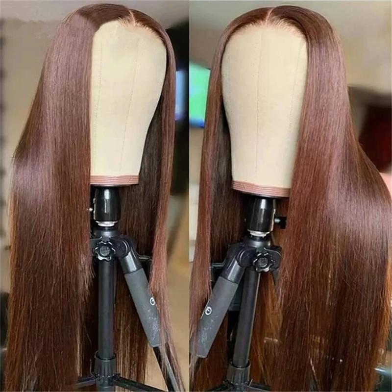 Chocolate Brown Straight-Lace Front Wig-HD Transparent Lace Frontal Wig-Human Hair-Preplucked-Colored Wigs-180% Density-13x4 13x6