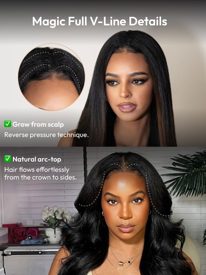 6×4 Beginner Friendly V Part Kinky Curly Wig Glueless Human Hair Wig 150% Density