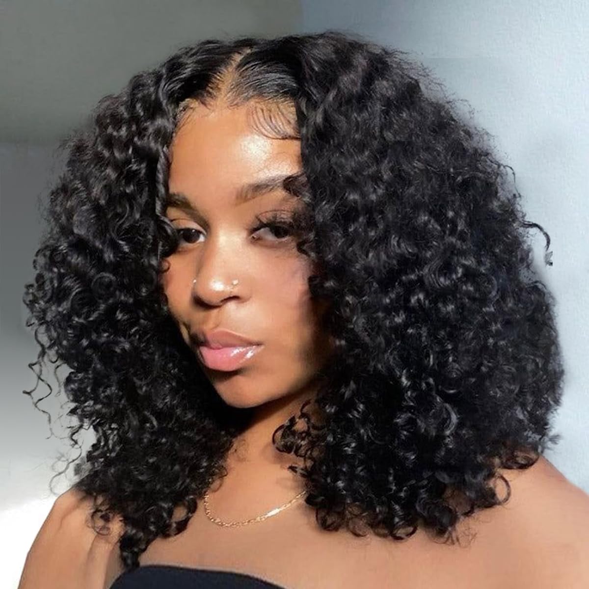 6×4 Short Bob Wigs Deep Wave Bob Wig Human Hair 180% Density Deep Curly 100% Virgin Human Hair Pre Plucked Wet and Wavy Glueless Transparent Lace Frontal Wig