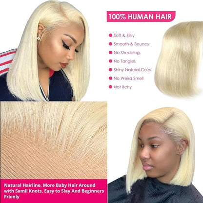 13×6 Blonde 613 Silky Straight Glueless HD Lace Wig Pre-Cut Lace