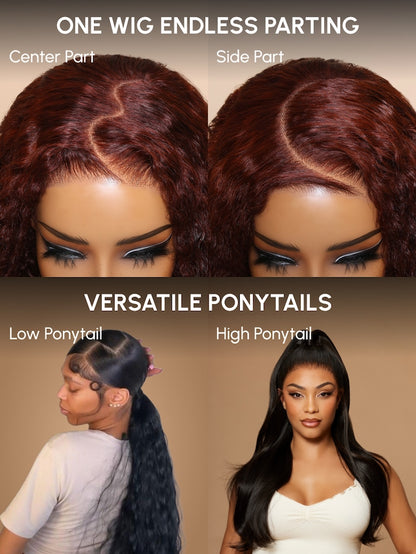 13x6 Lace Frontal Black Cherry Layered Straight Wig