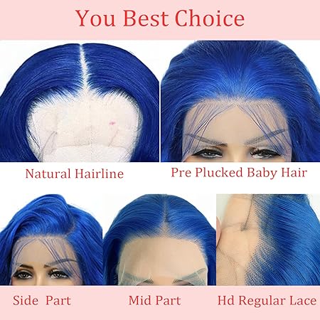 Blue Lace Front Wigs Human Hair Straight 13x6 Hd Transparent Lace Frontal Wigs Wear and Go Glueless Navy Blue Wigs