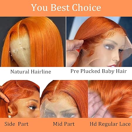 Ginger Wig Human Hair 13x6 Straight Ginger Orange Lace Frontal Wigs Human Hair Hd Transparent Wear and Go Glueless Wigs