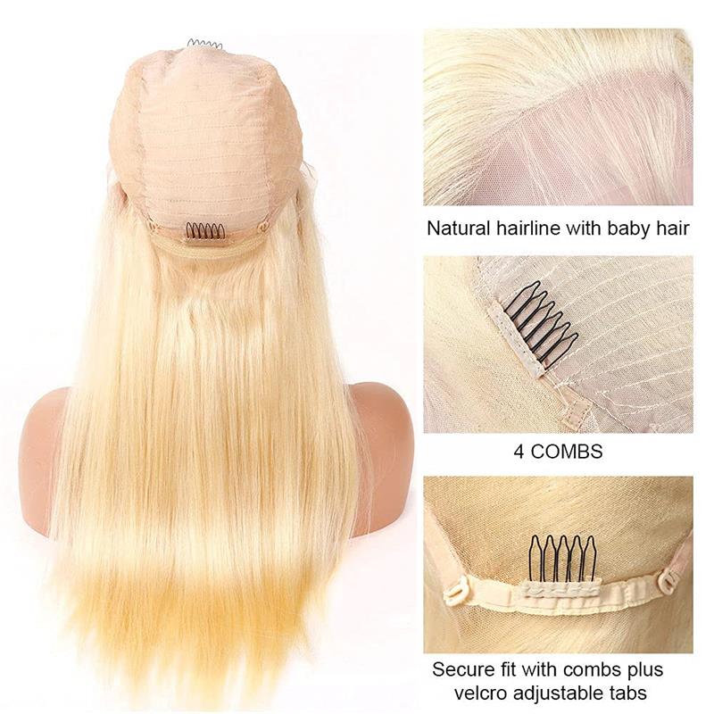 250% high Density HD Transparent 613 Blonde Straight-13x4 13x6-Human Hair Wigs-Lace Front-For Women-PrePlucked- Brazilian Lace Frontal Wig-Can Be Dyed