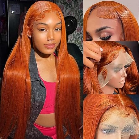 Ginger Wig Human Hair 13x6 Straight Ginger Orange Lace Frontal Wigs Human Hair Hd Transparent Wear and Go Glueless Wigs