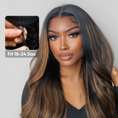 6x4 Pre-Everything Wig Glueless Lace Balayage Highlight Body Wave Wig No Burden