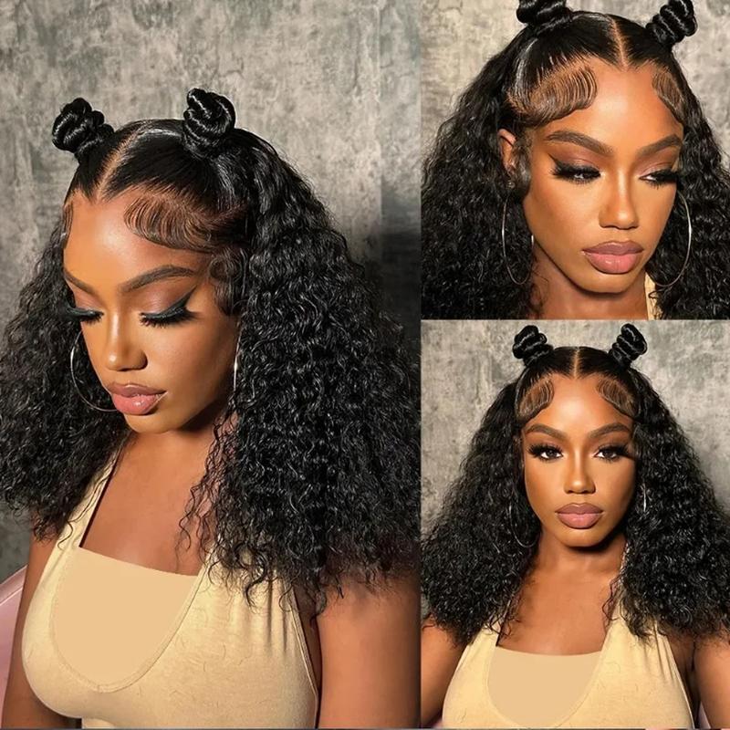 6x4 HD Lace Ready To Go- Glueless Wig- Kinky Curly - Human Hair- Pre-Plucked -Pre-Cut Ready To Wear- No Glue Lace- Front Closure Wig-180% Density