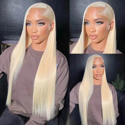 250% high Density HD Transparent 613 Blonde Straight-13x4 13x6-Human Hair Wigs-Lace Front-For Women-PrePlucked- Brazilian Lace Frontal Wig-Can Be Dyed