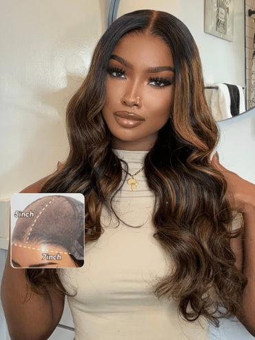 6x4 Pre-Everything Wig Glueless Lace Balayage Highlight Body Wave Wig No Burden